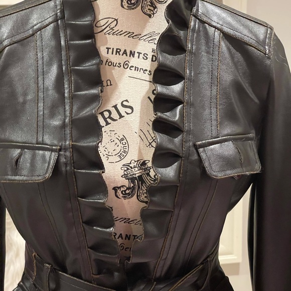 Sugar Coat-Ing Chocolate PU  Leather Coat - Picture 3 of 14